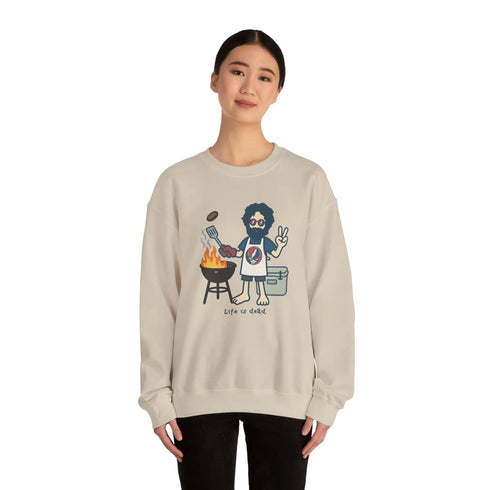 Grateful Dead - Grillin' Jerry | Life is dead. Crewneck Sweatshirt - StealieShop